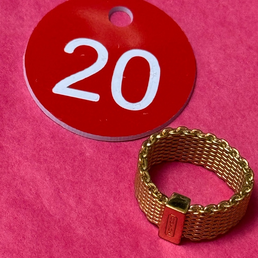 Coach Gold Mesh Ring Size 7